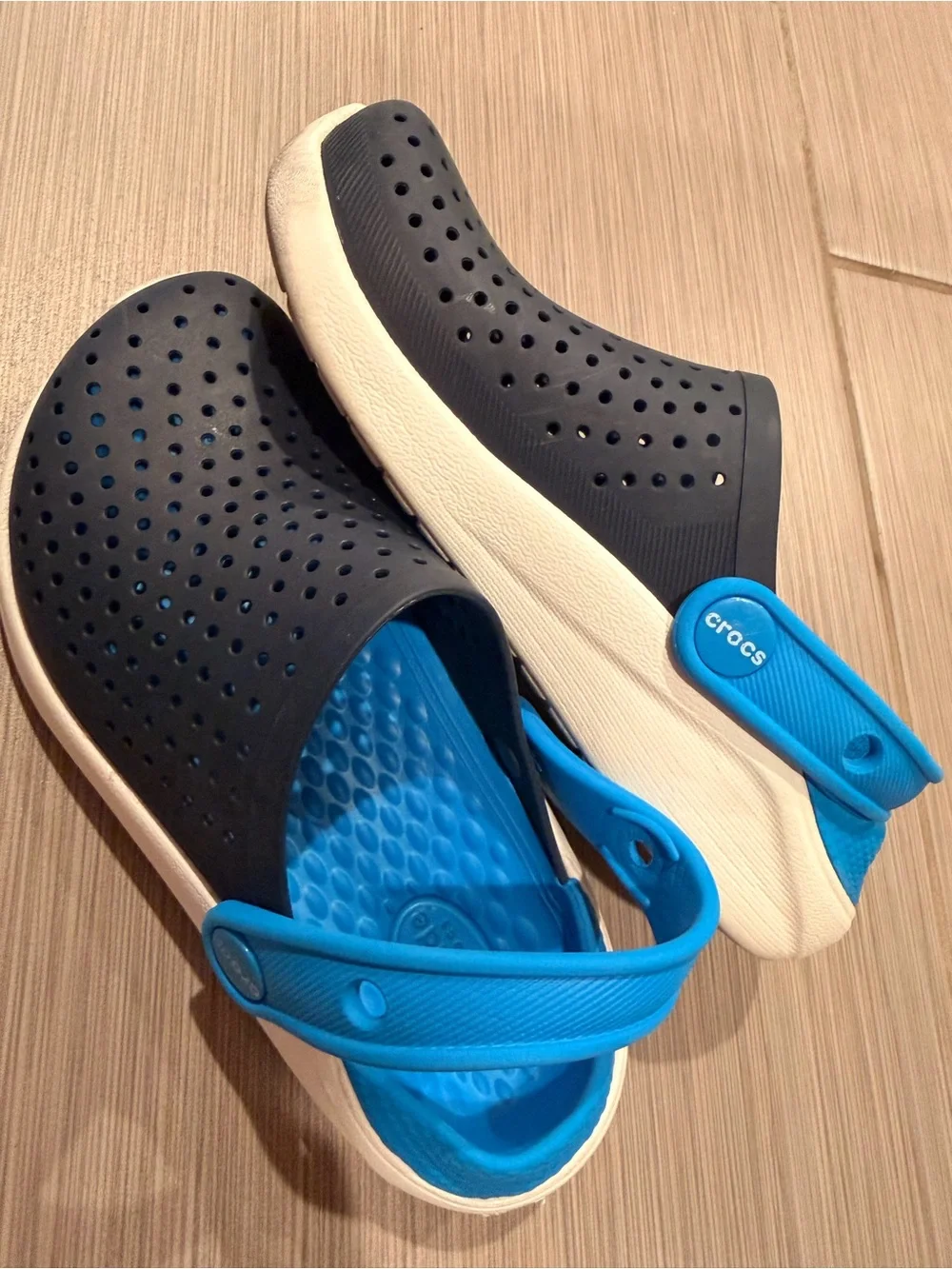 CROCS Kids Navy and Bright Blue Croslite Clogs with White Sole